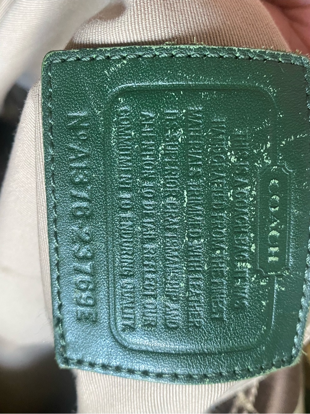 Coach Brown Signature Shoulder Bag with Green Trim - Picture 11 of 11